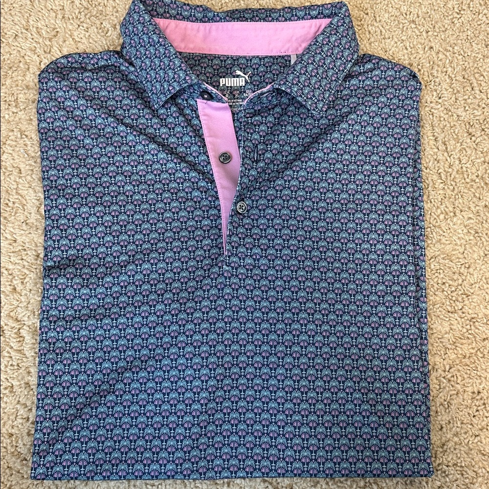 Puma Navy and Lavender Polo Shirt
